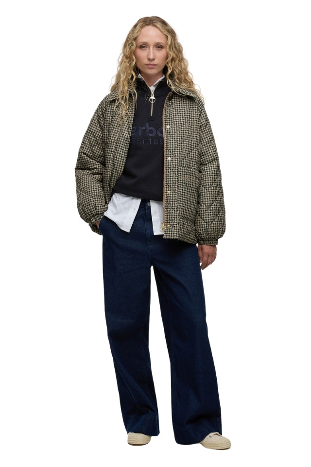 Laoise Check Quilted Jacket - Sage Houndstooth/Sand Dune