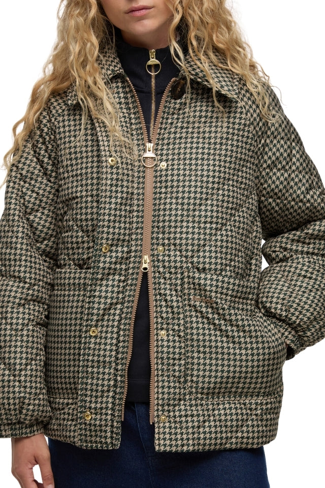 Laoise Check Quilted Jacket - Sage Houndstooth/Sand Dune