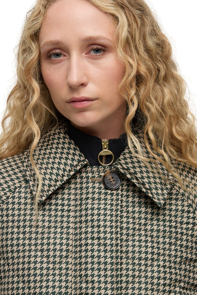 Laoise Check Quilted Jacket - Sage Houndstooth/Sand Dune