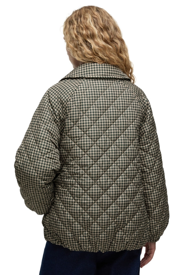 Laoise Check Quilted Jacket - Sage Houndstooth/Sand Dune