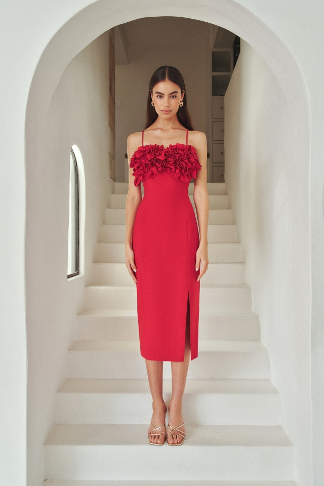 Lila Midi Dress - Crimson