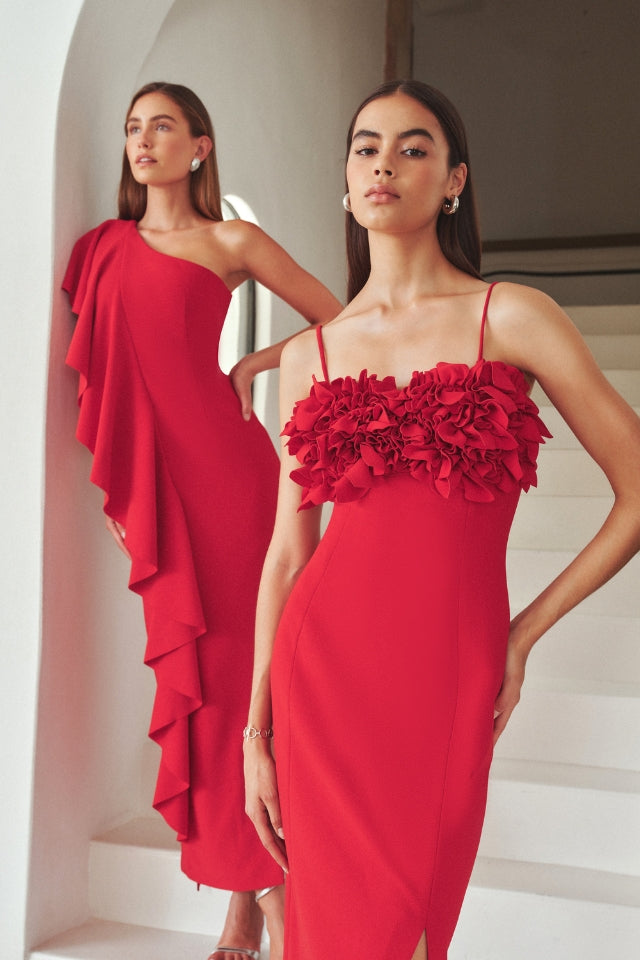 Lila Midi Dress - Crimson