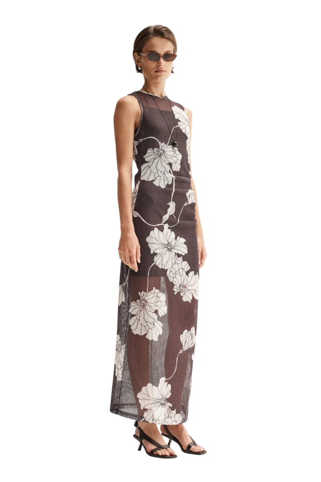 Lilian Maxi Dress - Chocolate Floral Print