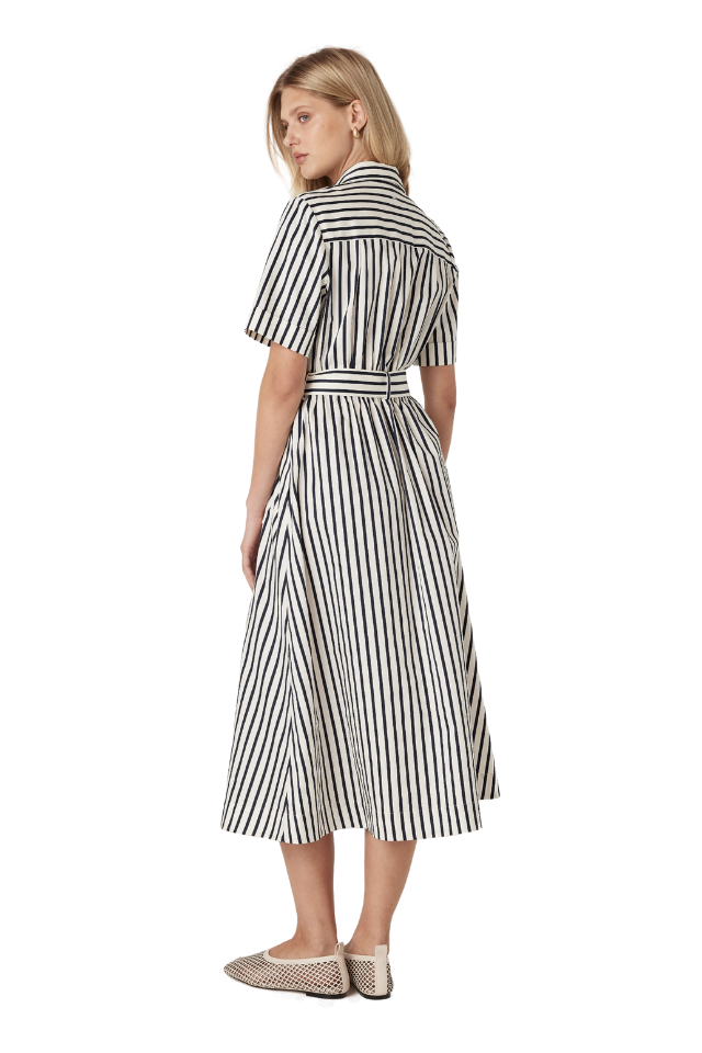 Lina Stripe Shirt Dress - Navy Stripe