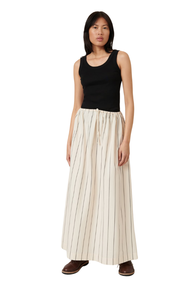Linear Skirt - Greige Pinstripe