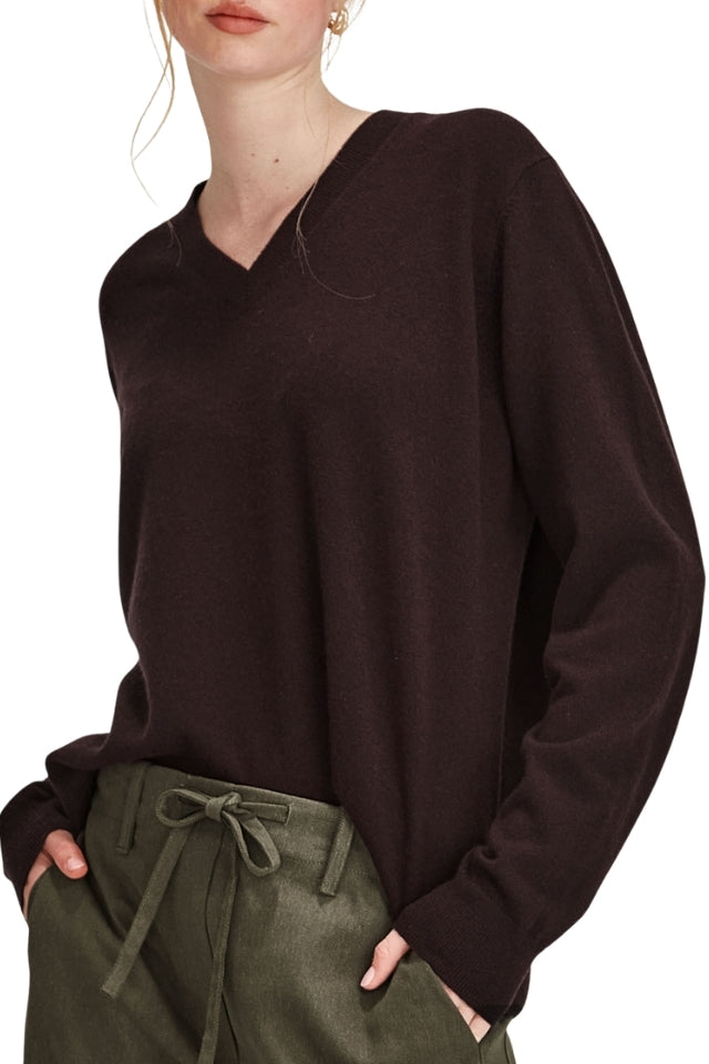 Lucy Cashmere V Neck - Cocoa