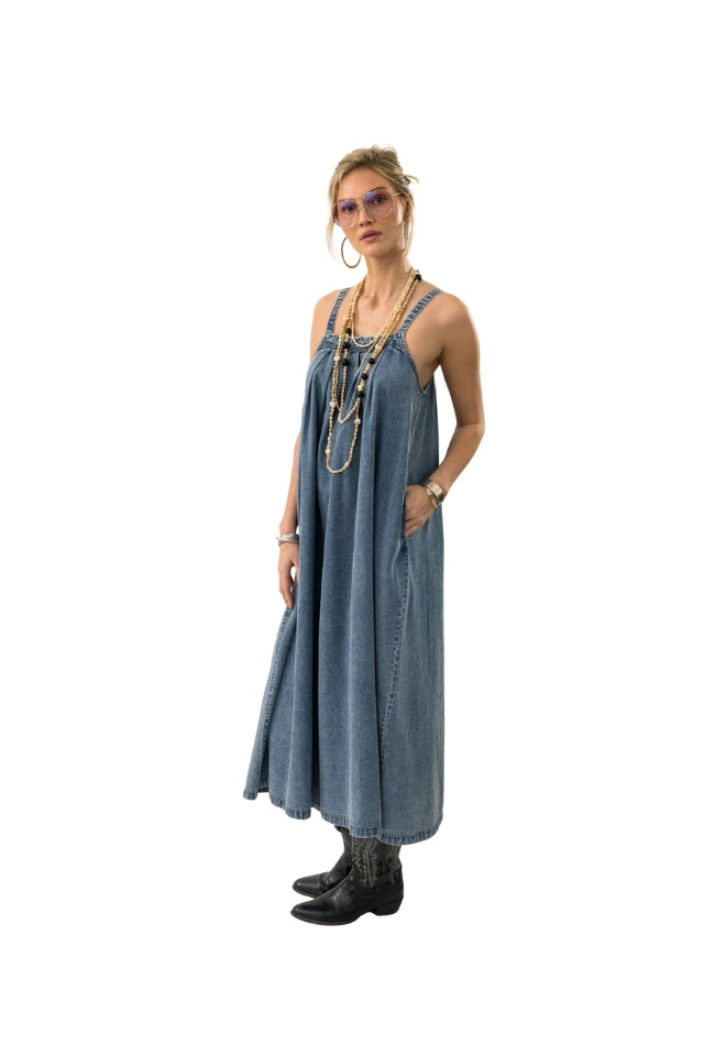 Lungo Maxi Dress - Washed Denim