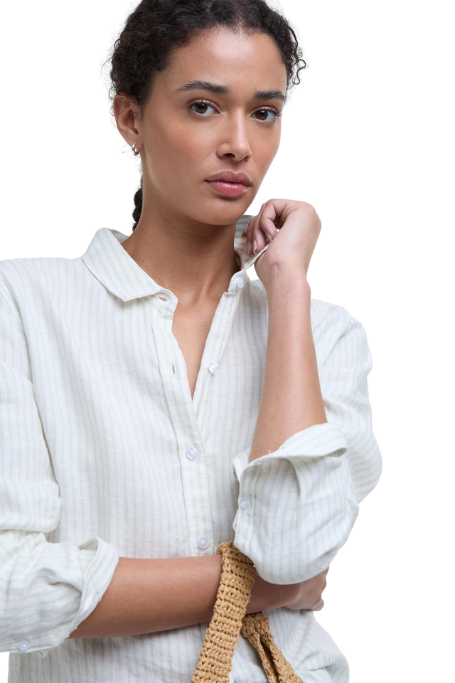 Marine Shirt - Pale Aqua Stripe