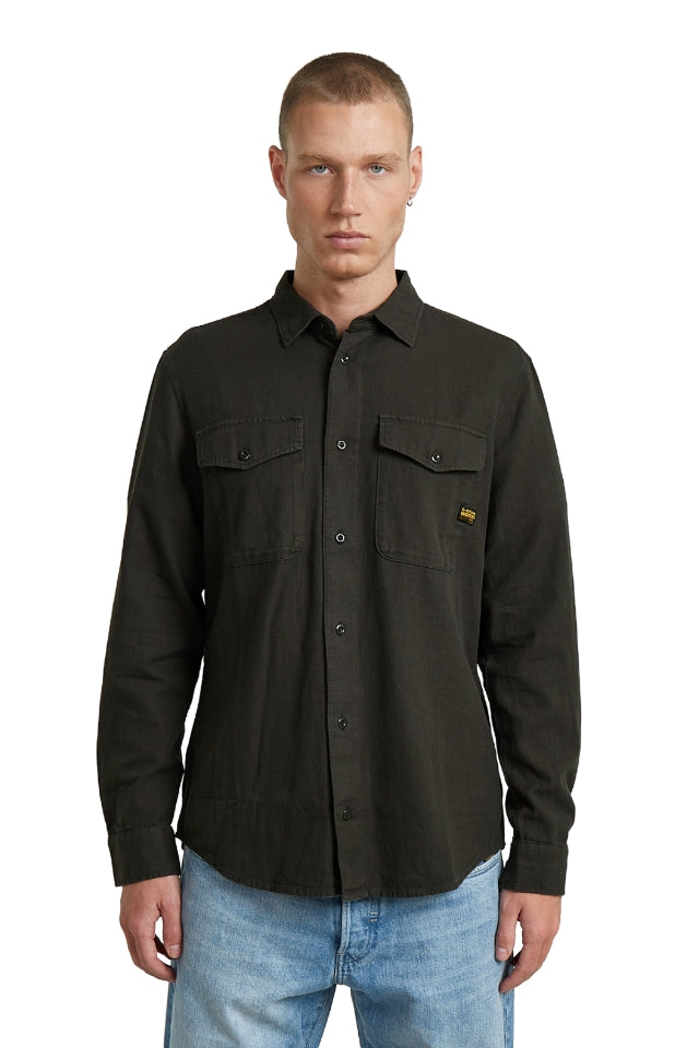 Marine Slim Shirt Long Sleeve - Asfalt Gd