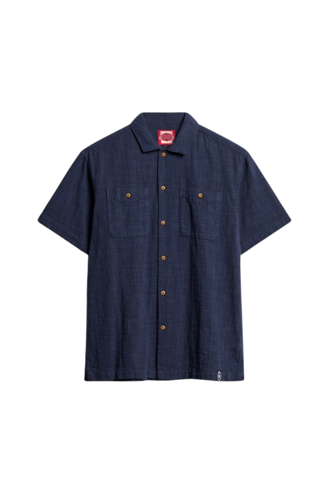 Merchant Ss Textured Shirt - Lauren Navy