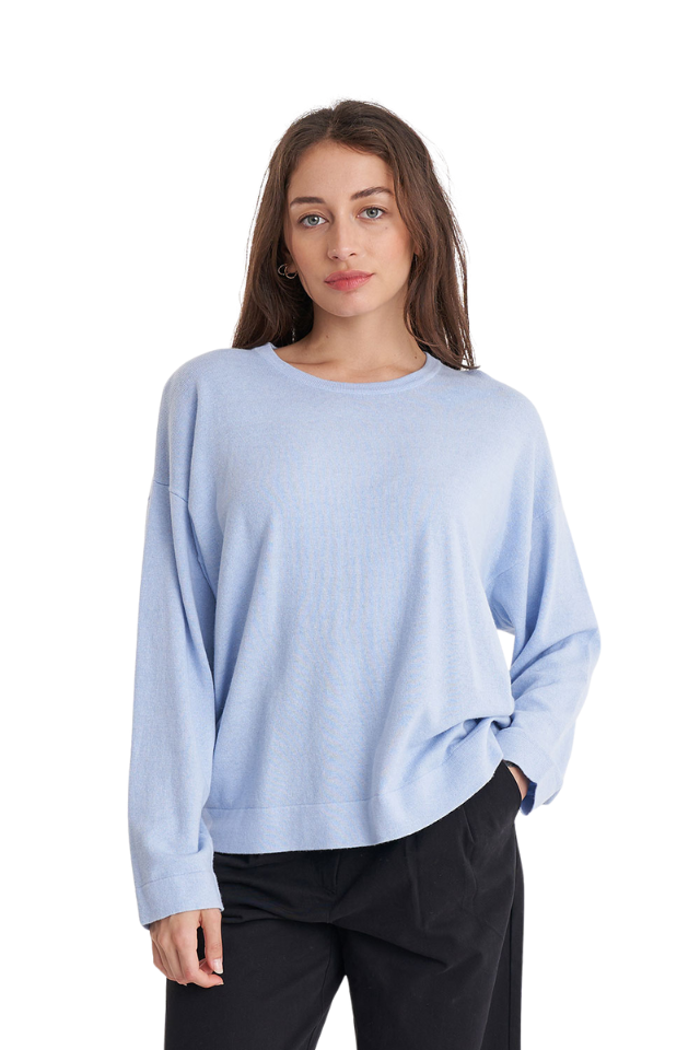 Merino Neve Crew - Hazy Blue