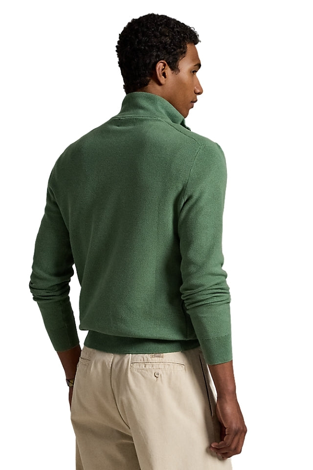 Mesh-Knit Cotton Quarter-Zip Sweater - Natural