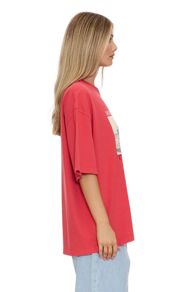 Metal And Dust Oversized Tee - Flame Red