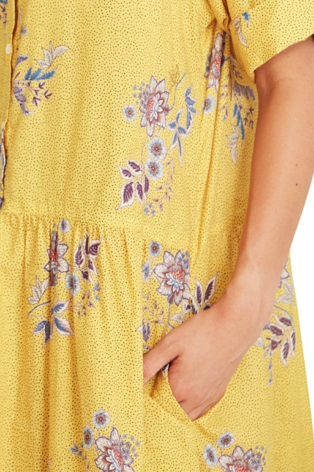 Monica Dress - Yellow Print