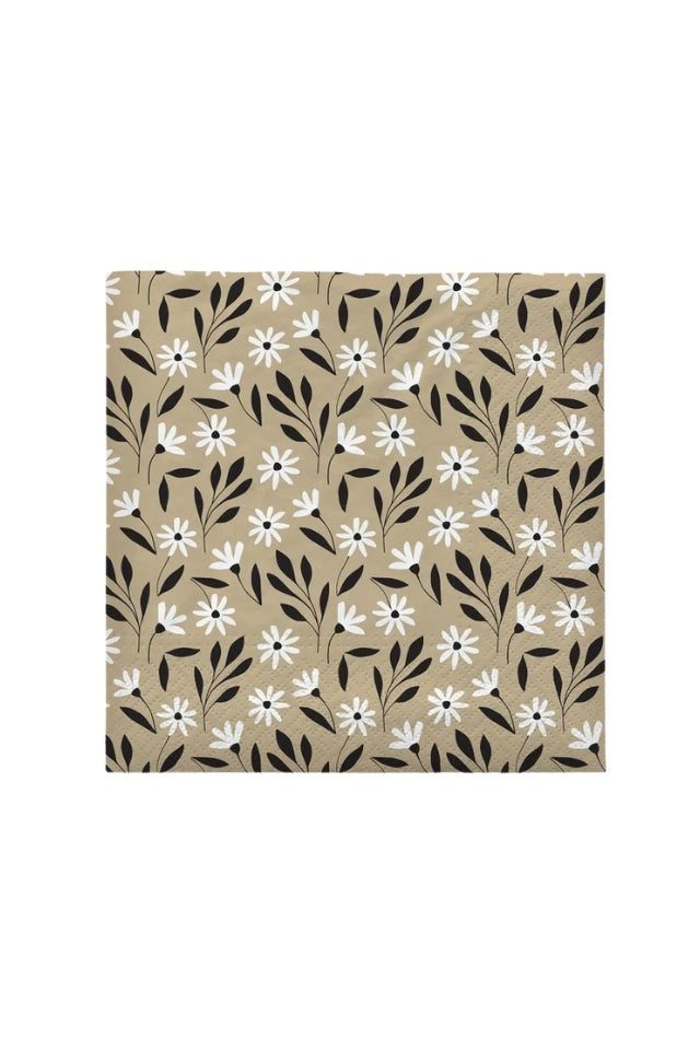 Paper Napkin Meadow - Beige/Black
