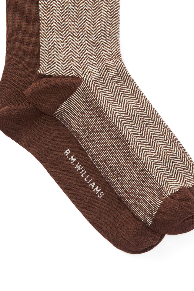 Nelson Herringbone Sock - 2 Pack, Hot Fudge