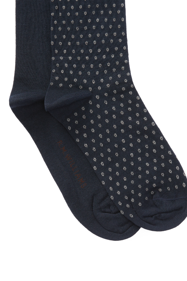 Nelson Polka Dot Sock - 2 Pack | Navy/Grey
