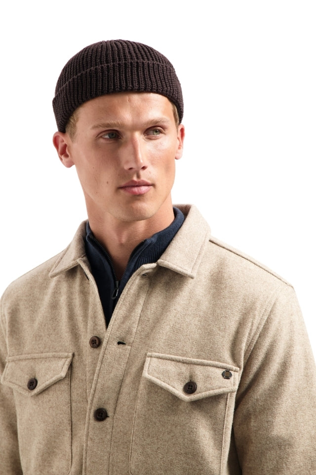 Overshirt Button Closure Melange - Khaki