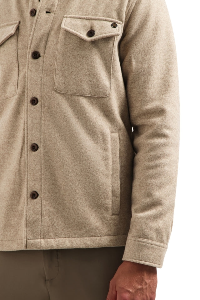 Overshirt Button Closure Melange - Khaki