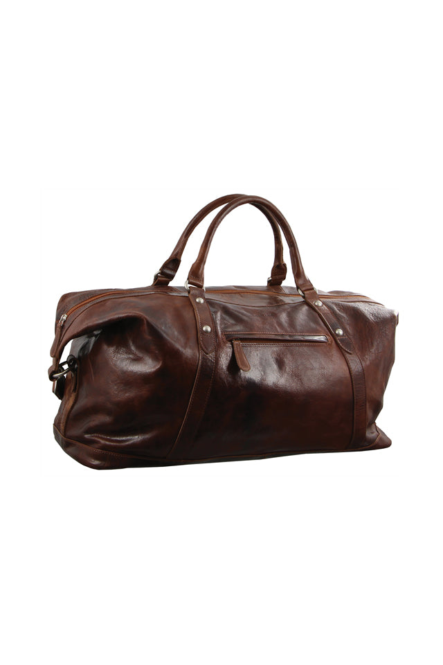 PC2824 Pierre Cardin Rustic Leather Overnight Bag Cognac