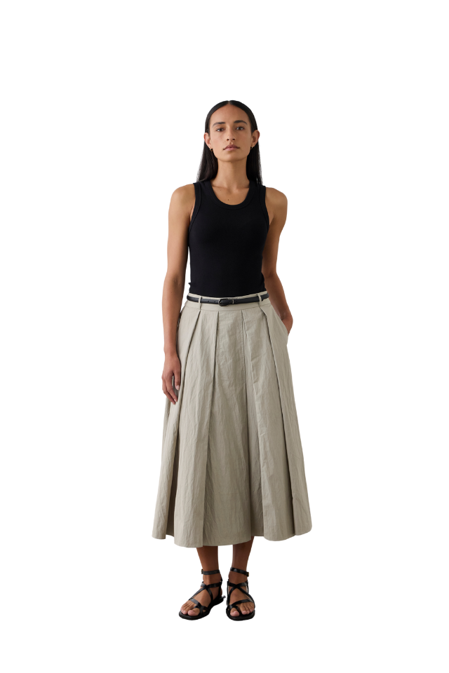 Full Pleated Skirt - Pale Sage