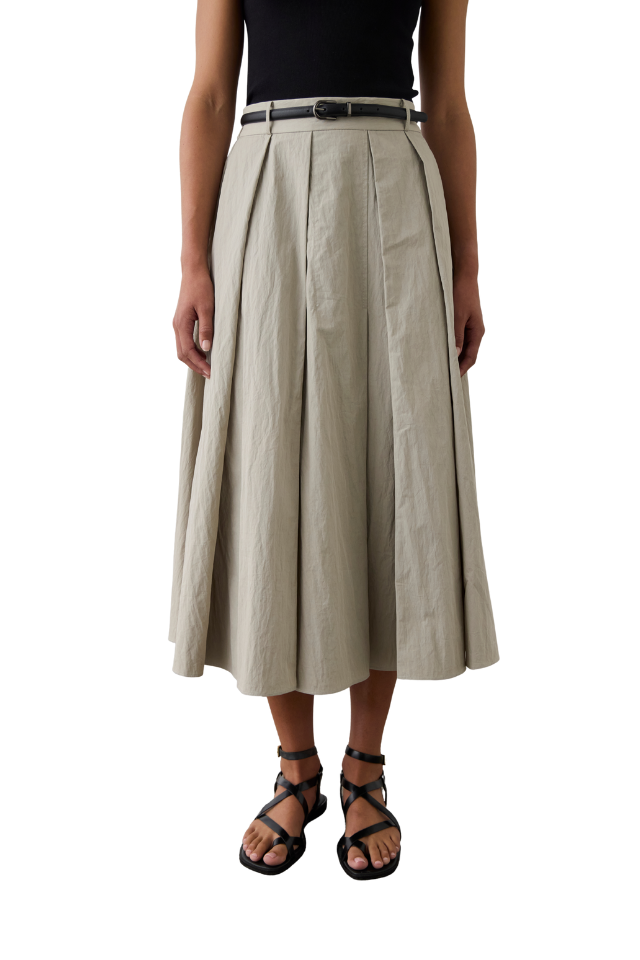 Full Pleated Skirt - Pale Sage