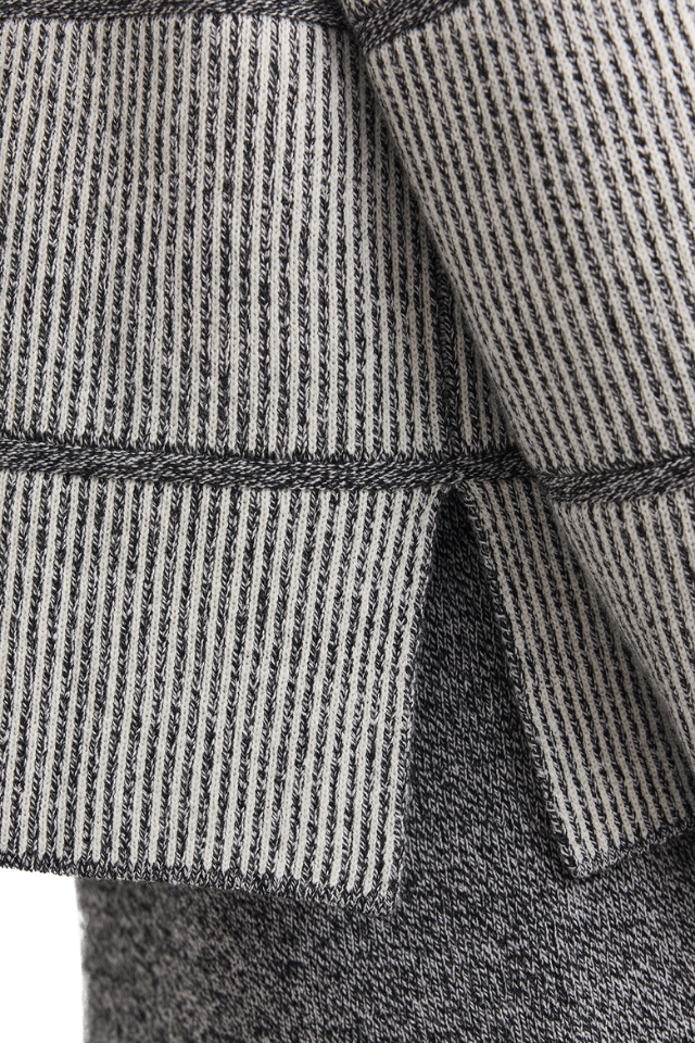 Pin Stripe Funnel Jumper - Black White Stripe