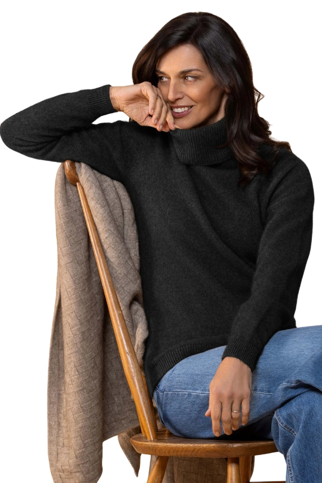 Polo Neck Sweater - Black