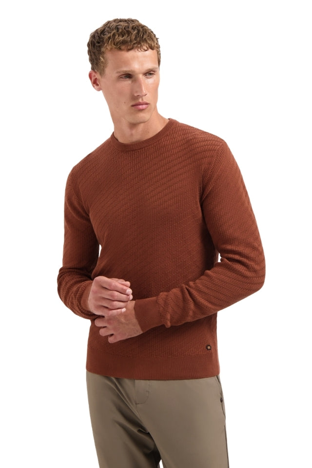 Pullover Crewneck Jacquard Solid - Terra