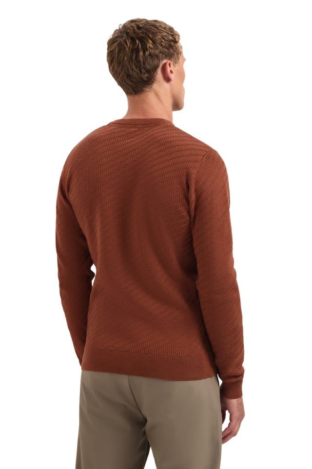 Pullover Crewneck Jacquard Solid - Terra