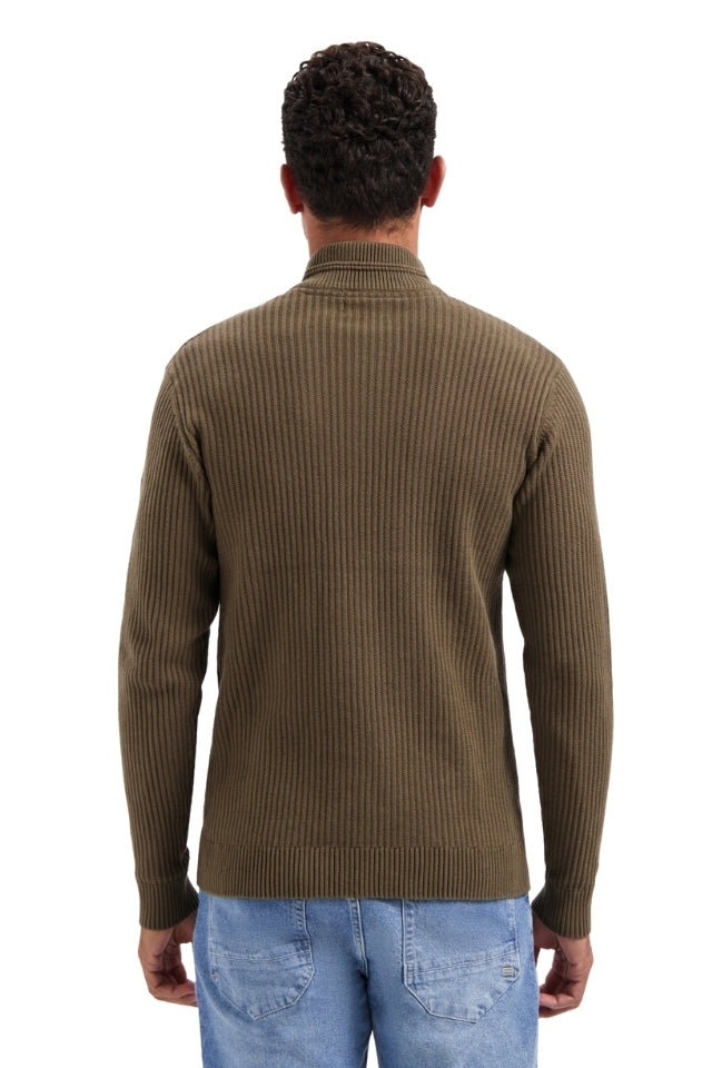 Pullover Half Zip Rib Variation - Taupe