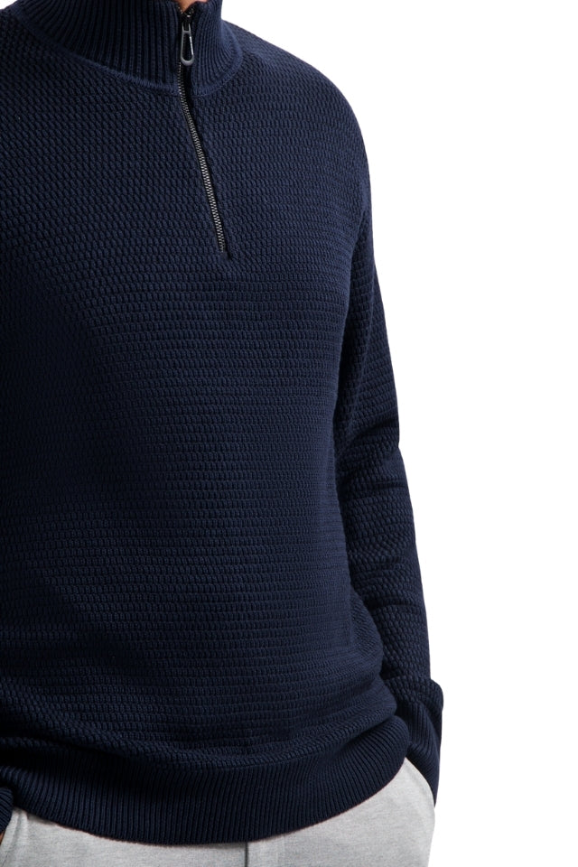 Pullover Half Zipper 2 Coloured Melange - Night