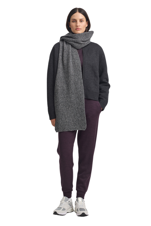 Rib Knit Scarf - Black White