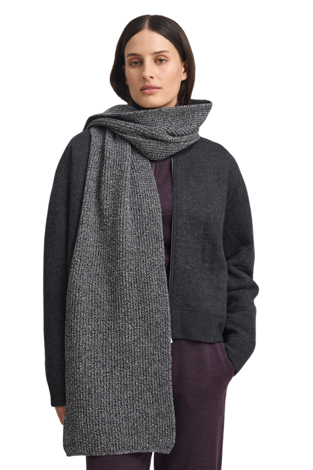 Rib Knit Scarf - Black White