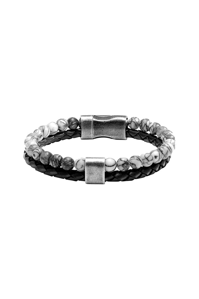 Karma Rock Bracelet - Black/grey Jasper