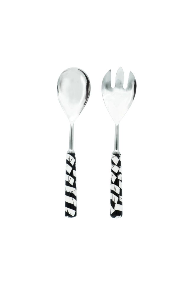 Salad Server Set - Black, White