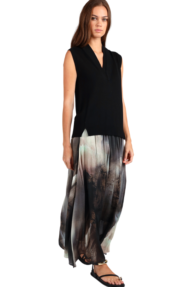 Sandstorm Print Maxi Skirt - Black Print