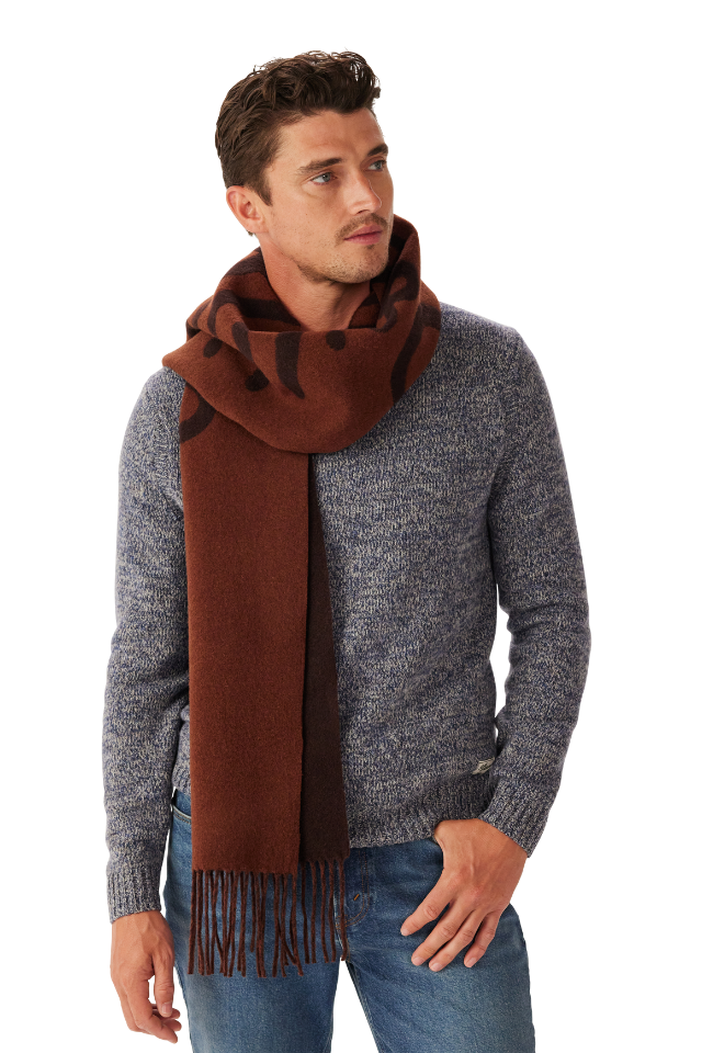 Script Jacquard Wool Scarf