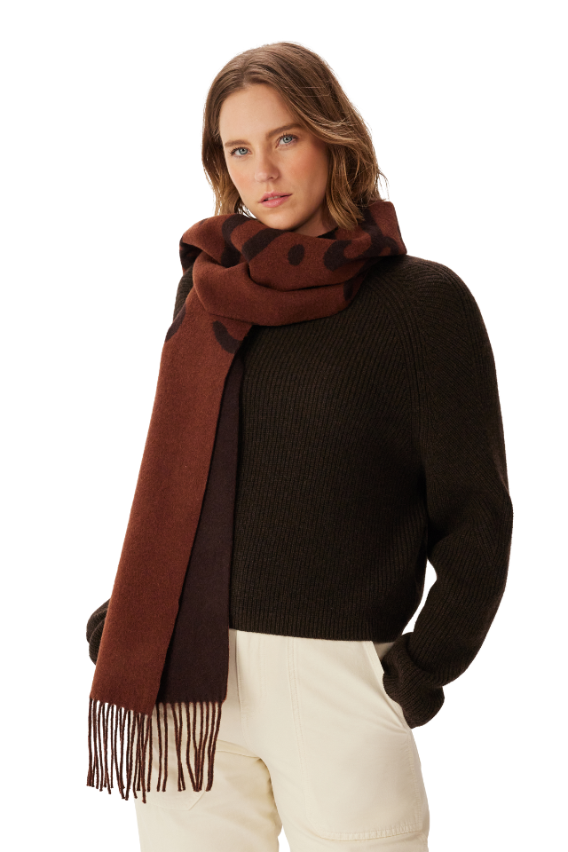 Script Jacquard Wool Scarf