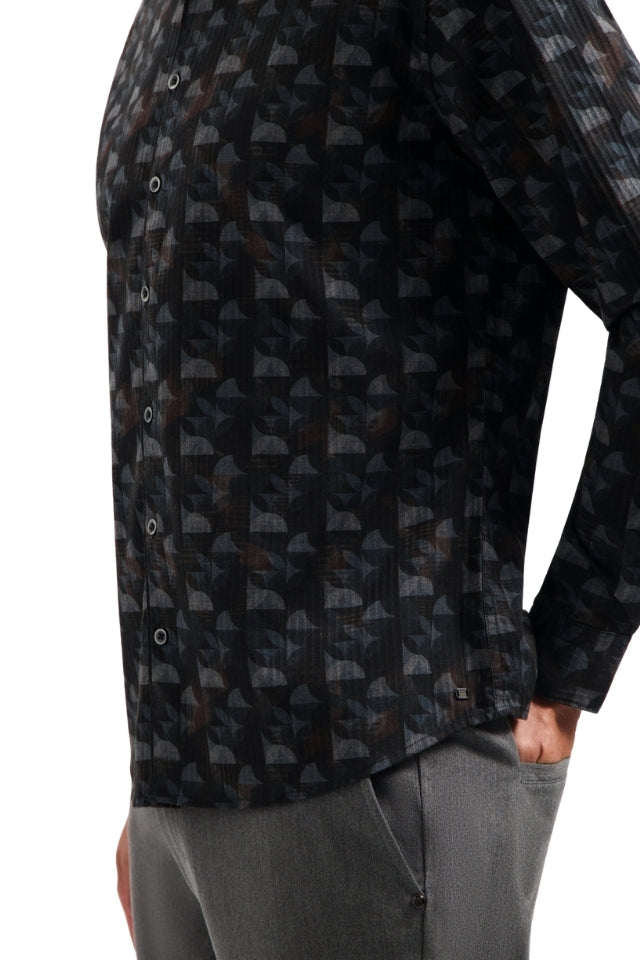 Shirt Allover Printed Structure Stripe - Night