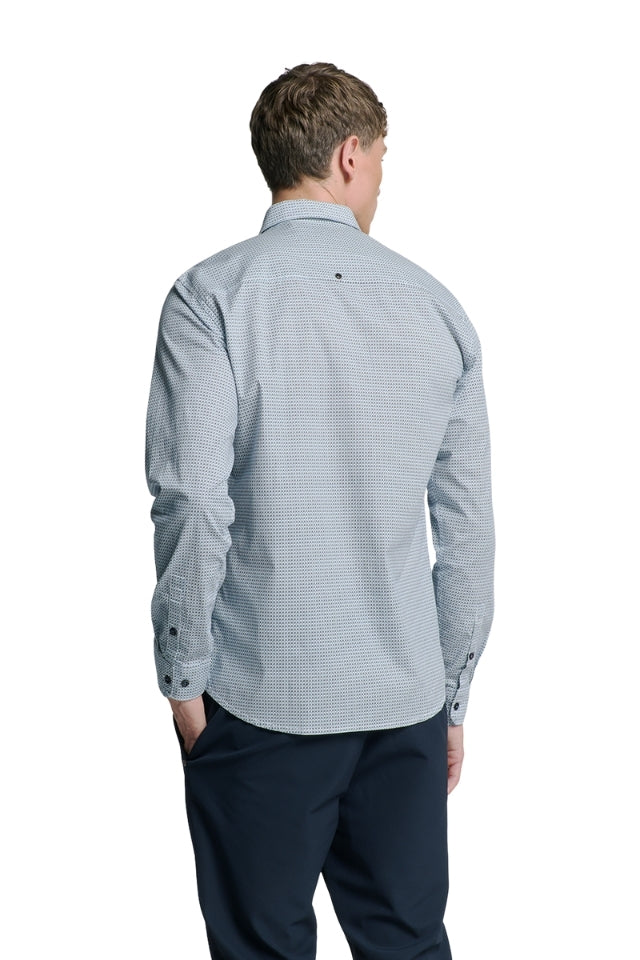 Shirt Stretch Allover Print - Seablue