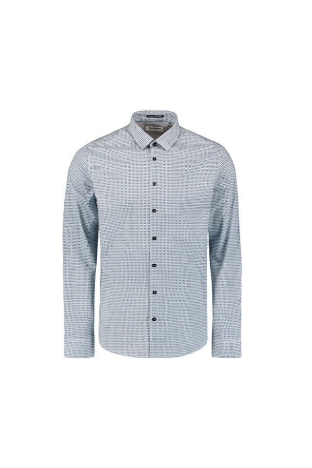 Shirt Stretch Allover Print - Seablue
