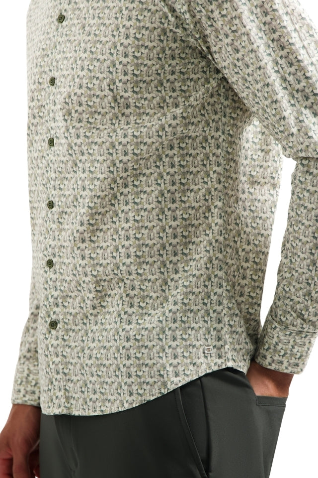 Shirt Stretch Allover Printed - Dark Green