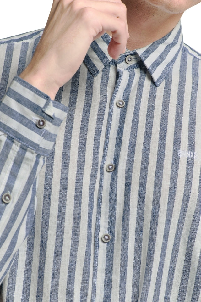 Shirt Verical Big Stripes - Indigo Blue