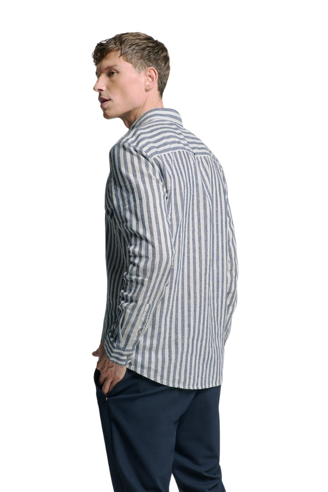 Shirt Verical Big Stripes - Indigo Blue