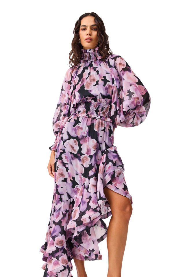 Solene Midi Dress - Black Lilac