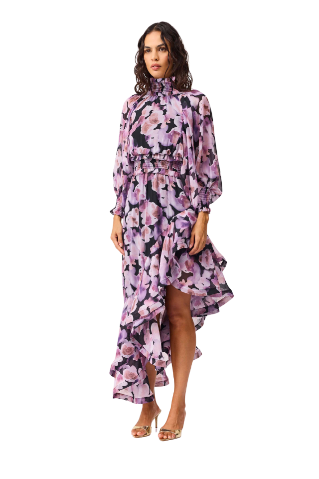 Solene Midi Dress - Black Lilac