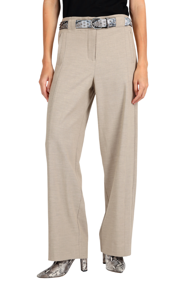 Stitch Detail Wide Leg Pant - Taupe