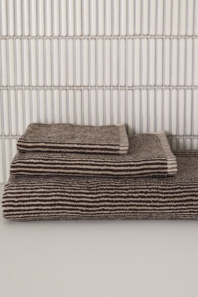 Stripe Cotton Towel Bundle - Cocoa/Bone