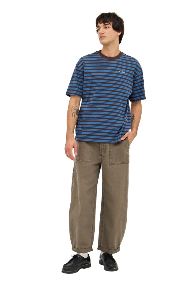 Stripe Tee - Brown Earth/Blue